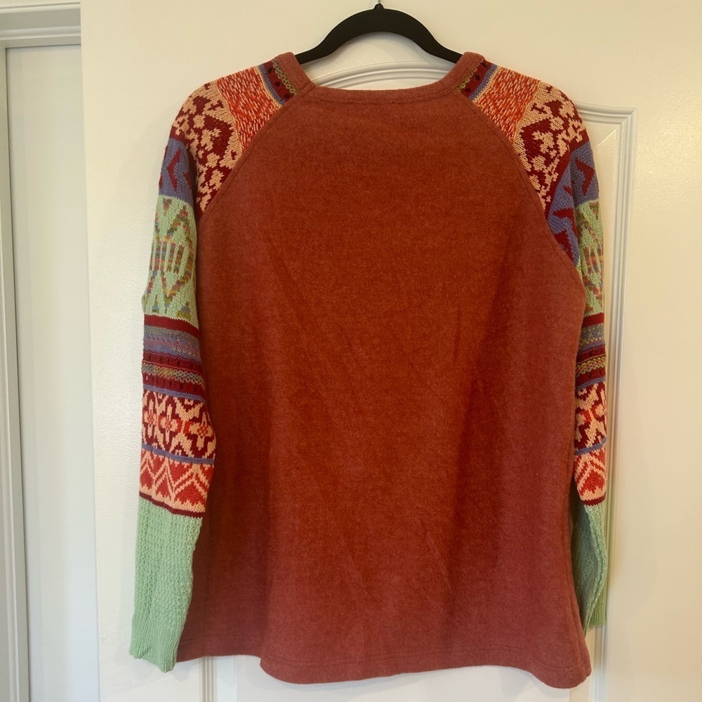NWOT Easel Multicolor Knitted Contrast Long Sleeve Sweater - Picture 2 of 5